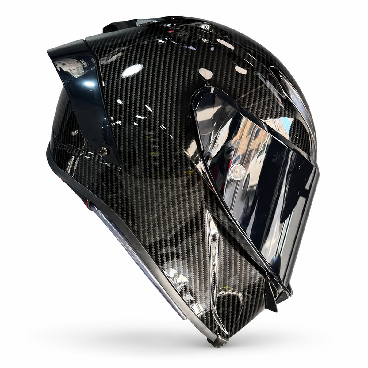 AGV Pista GP RR karbon kask gümüş iridyum vizör - yan görünüm