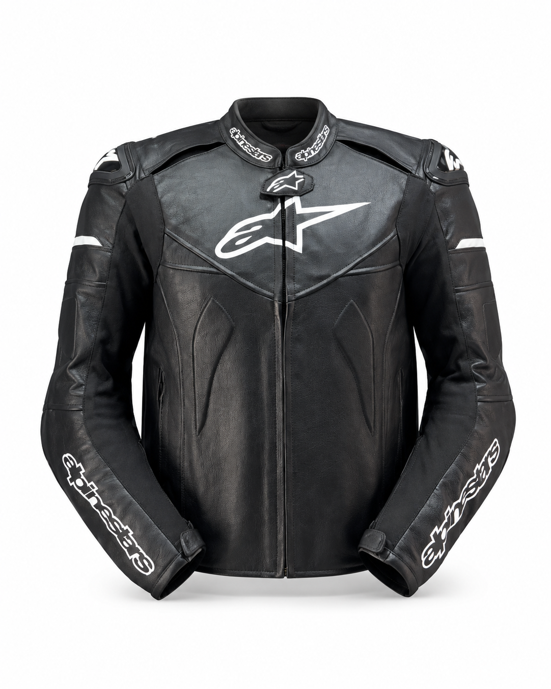 Alpinestars hörgüçsüz deri motosiklet montu - önden görünüm